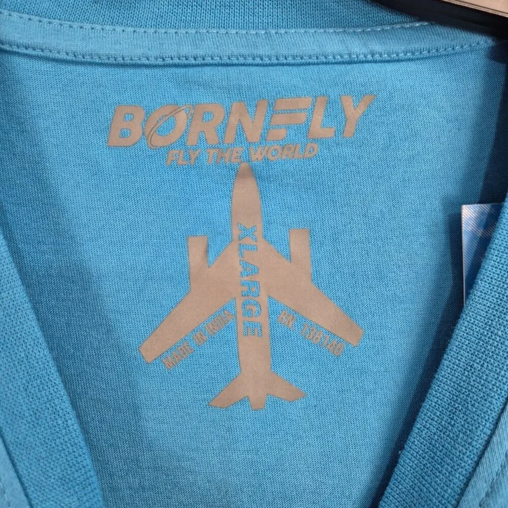 Born Fly Men's T-Shirt Size XL Embroidery Blue Cloud Hoppers Airlines (42) - Picture 4 of 8